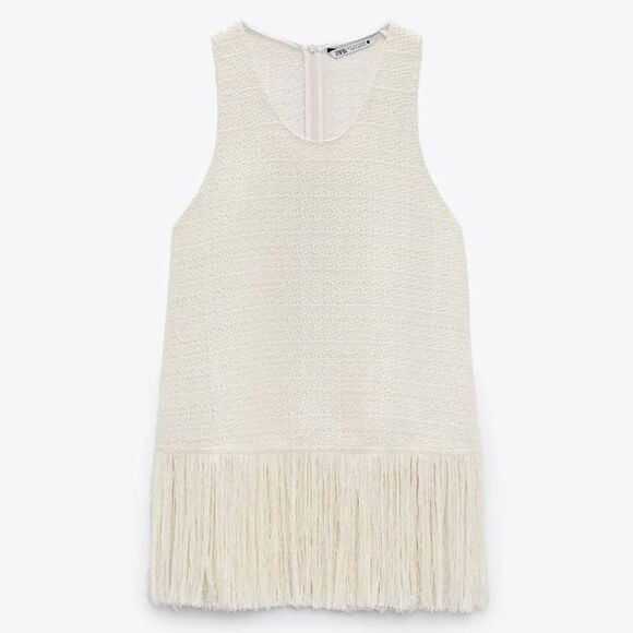 Fringe Textured Top New Light Beige - Picture 7 of 9